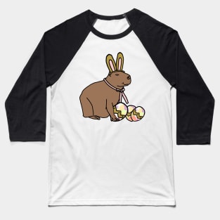 Funny Easter Bunny Ears and Eggs Capybara Baseball T-Shirt